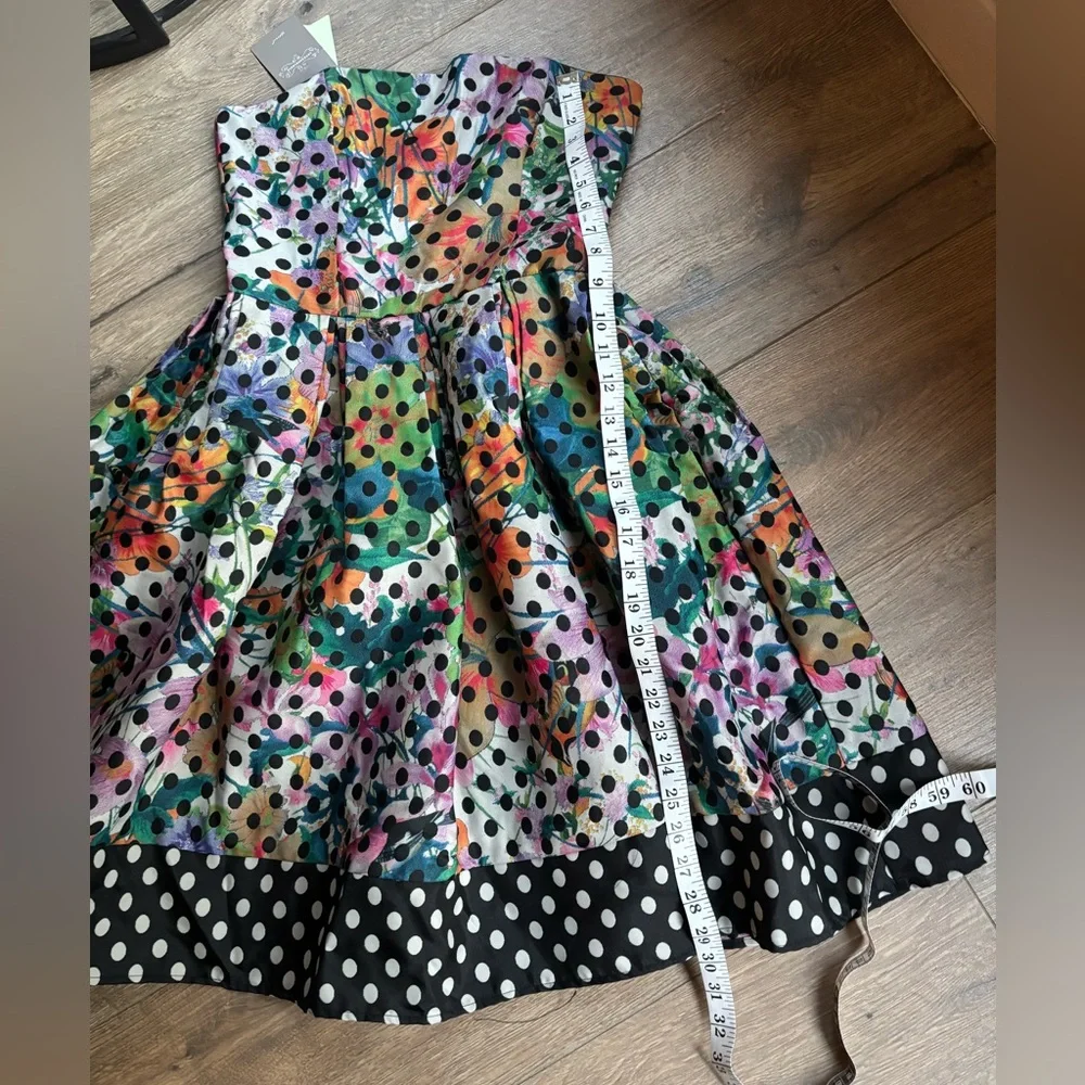 NEW ✨Anthropologie COREY LYNN CALTER Floral Polka Dot Strapless Dress 4 PROM - Picture 6 of 10